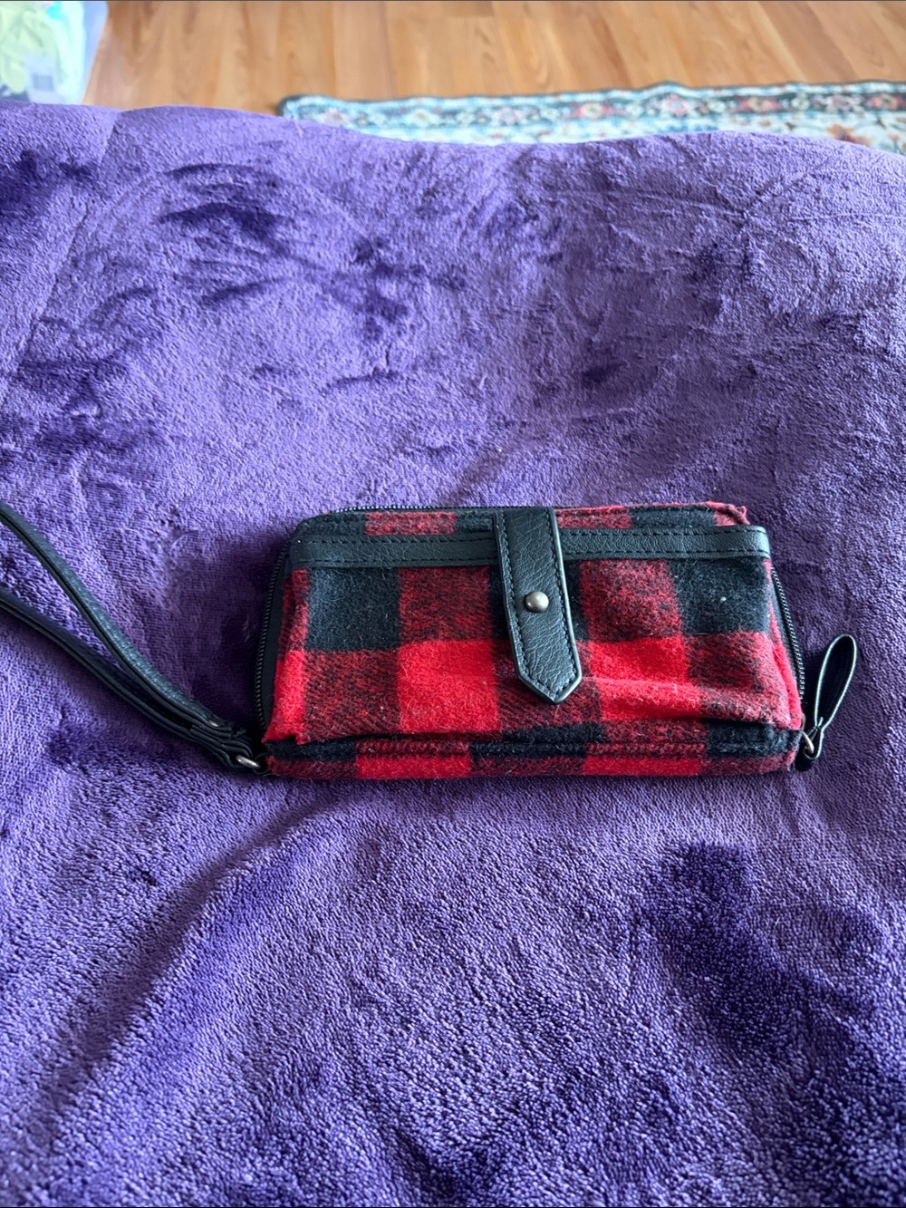 Maurice’s Red & Black Buffalo Plaid flannel Wristlet Wallet